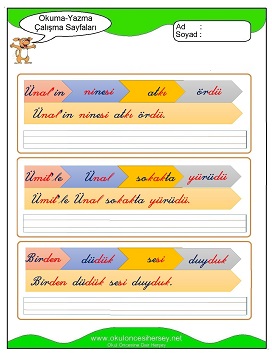 ü sesi Çalışma Sayfaları